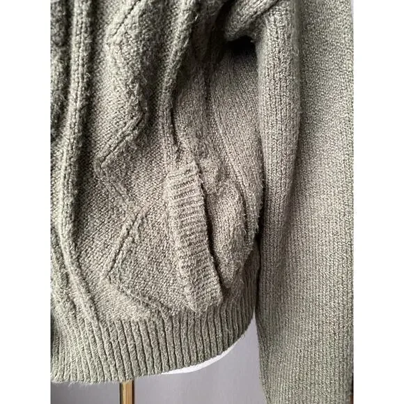 Anthropologie Pilcro cable knit shawl collar cardigan sweater olive Women S Knit - Picture 16 of 16